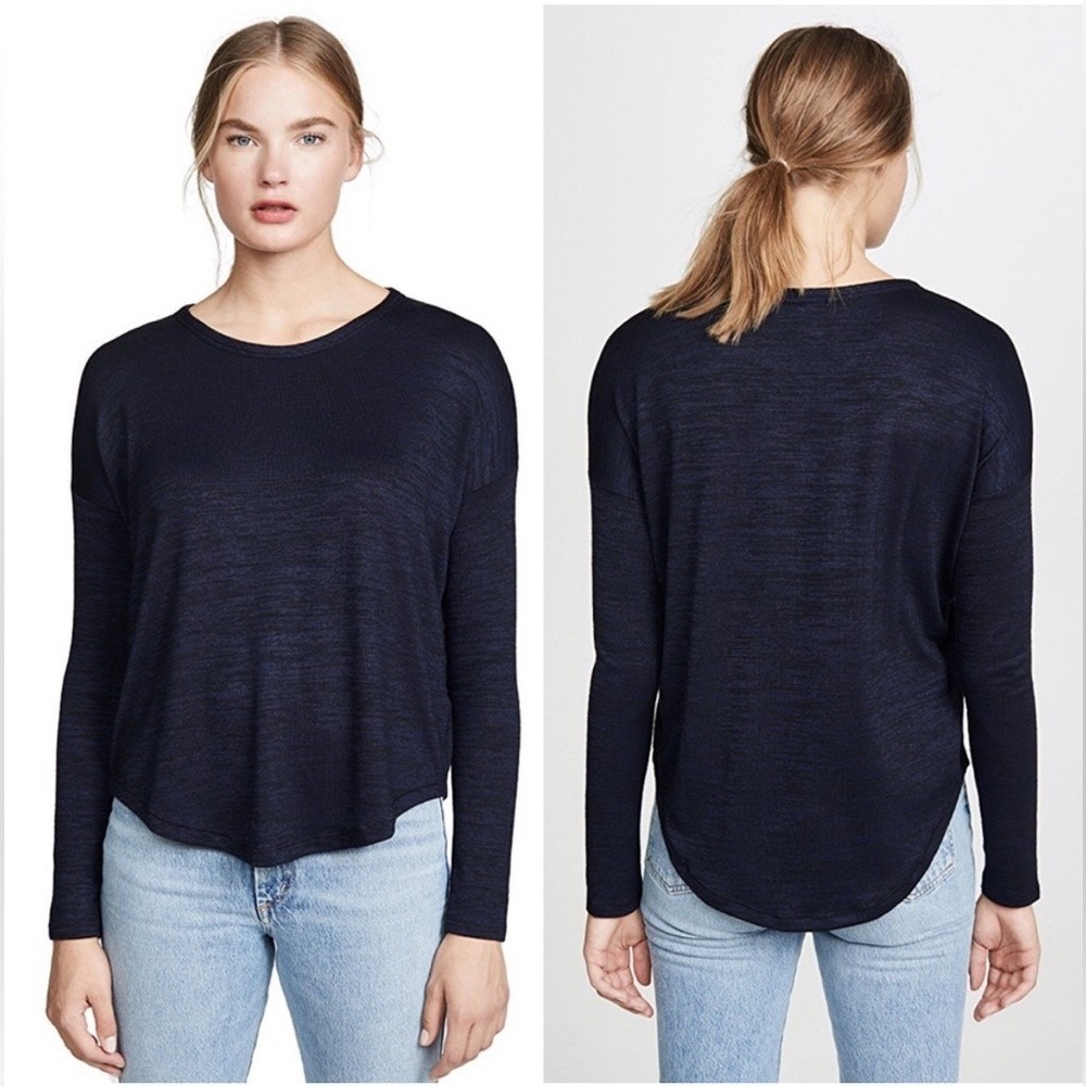 Rag and Bone Top Women Small Navy Blue Long Sleeve Crewneck Pullover Knit Hudson
